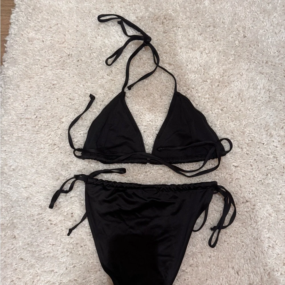 Good American Black satin Bikini Set